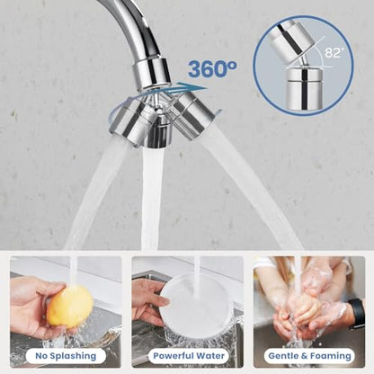 Airuida 8 Inch Center Chrome Polish Wall Mounted Kitchen Sink Faucet | 360° Degree Swivel Spout,Double Handle,Wall Mount Utility Sink Faucet - color: Chrome Polish