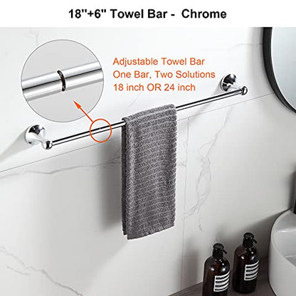BGL Bathroom Hardware Set Chrome Adjustable Expandable Bath Towel Bars Bathroom Accessory Set Towel Racks 8-Pieces Wall Mount - color: 8 Pcs Chrome
