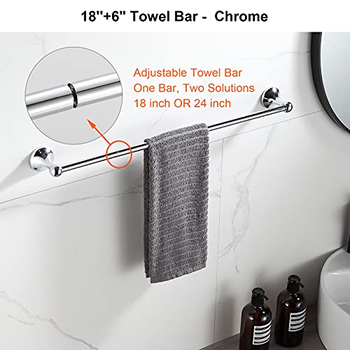 BGL Bathroom Hardware Set Chrome Adjustable Expandable Bath Towel Bars Bathroom Accessory Set Towel Racks 8-Pieces Wall Mount - color: 8 Pcs Chrome