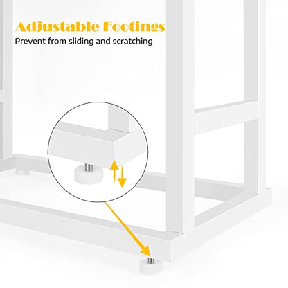 Freestanding Towel Rack 2 Tier Small Metal Towel Holder Stand | for Bathroom Floor Bedroom Laundry Room, White - color: White