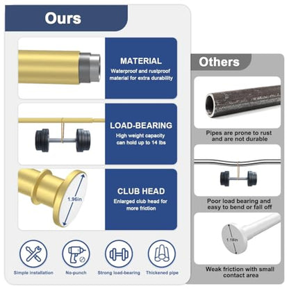 Gold Tension Rod 18-32 Inch, No Drill Spring Rod | Adjustable Stainless Steel Rod, No Drilling Required, Ideal For Closets And Small Windows - color: Gold