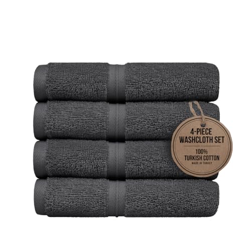 Cozy & Absorbent Washcloths Set of 4 (12" x 12") Hotel Quality, Versatile as, Face Towels, 100% Cotton Washcloths, Soft Wash ClothsBathroom Wash Cloths -%100 Cotton - Anthracite - color: Anthracite
