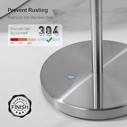 BAGNOLUX Bathroom Toilet Paper Holder Stand with Reserve, SUS304 Stainless Steel Rustproof Pedestal Tissue Roll Holder Heavy Duty, Brushed Nickel - color: Brushed Nickel