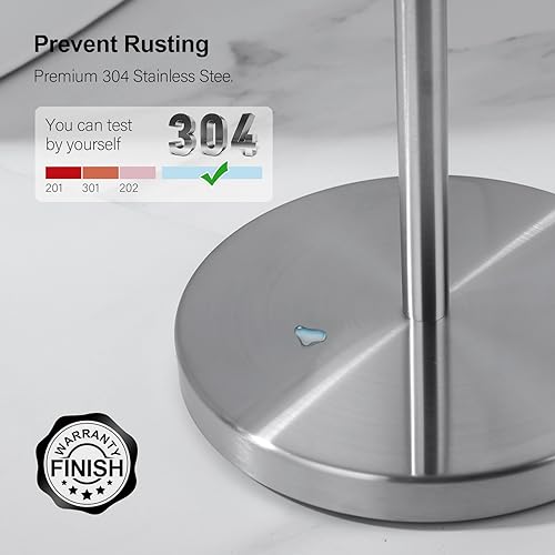 BAGNOLUX Bathroom Toilet Paper Holder Stand with Reserve, SUS304 Stainless Steel Rustproof Pedestal Tissue Roll Holder Heavy Duty, Brushed Nickel - color: Brushed Nickel