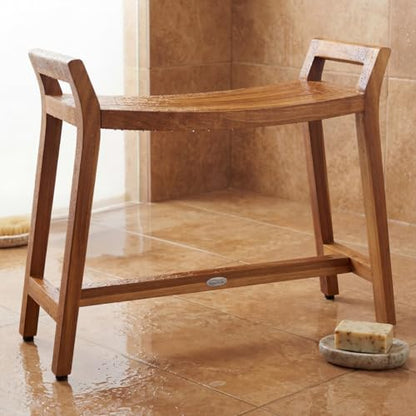 AquaTeak Patented Asia Ascend Estate Teak Shower Bench with Elevated Height