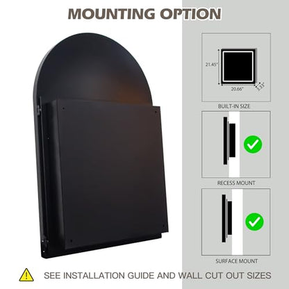 Arched Medicine Cabinet, Recessed Medicine Cabinet Surface Mount Medicine Cabinet with Mirror and Adjustable Shelves Medicine Cabinet Wall Mounted Bathroom Mirror Cabinet, 24x36 Inch (Black) - color: Black