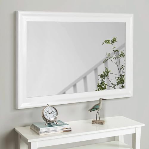 CULER White Wall Mirror for Bathroom,Rectangle Rustic Large 30 x 40 inch Hanging Vanity Mirrors for Living Room,Bedroom,Entryway (30x40 inch, White) - color: White, size: 40"L x 30"W