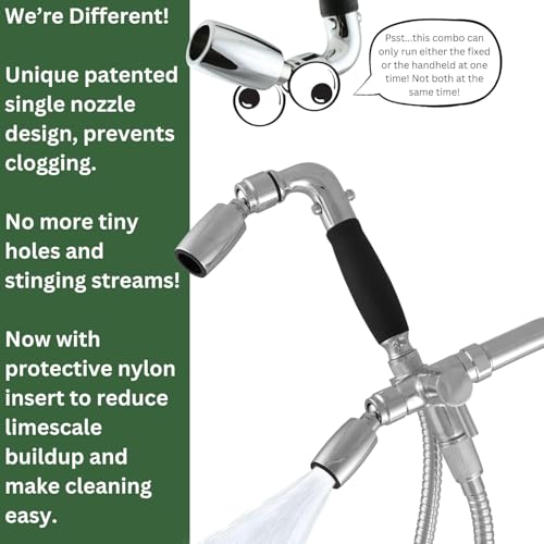 High Sierra® Lead-Free Metal 3-way Combo Shower Kit. Built in Diverter Valve Effortlessly Diverts Flow from the Fixed Shower Head to the Handheld and back - Low Flow 1.8 GPM-Polished Brass - color: Polished Brass, size: 1.8 GPM