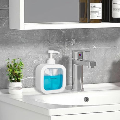 Modern Soap Dispenser for Bathroom and Kitchen Sink, Small Hand Soap Plastic Dish Soap Dispenser with Pump and Labels - White - color: White