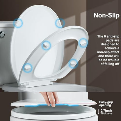 Angol Shiold 2-Pack Round Toilet Seat Soft Close & Quick Release, White Plastic Toilet Seats Cover Rust-Proof(16.5",Modern) - color: 2-Pack
