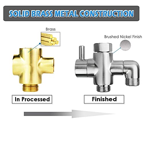 Shower Arm Diverter Valve Brass G1/2 3 Way Universal Bathroom Shower System Component Replacement for Handheld Shower Head and Fixed Spray Head, Brushed Nickel - color: Brushed Nickle