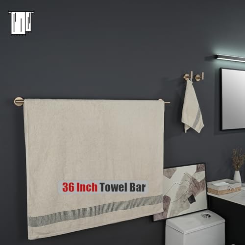 JQK Champagne Bronze Bath Towel Bar, 39 Inch 304 Stainless Steel Thicken 1mm Towel Rack Bathroom, Towel Holder Wall Mount, Useable Length 36 Inch, TB110L36-CB - color: Champagne Bronze, size: 39 Inch