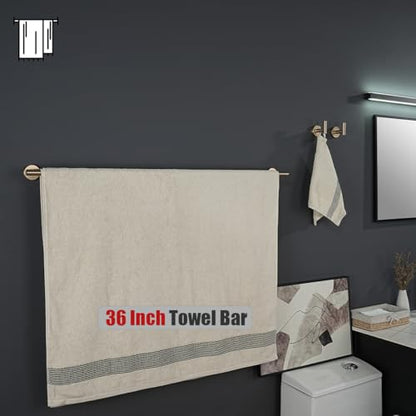 JQK Champagne Bronze Bath Towel Bar, 39 Inch 304 Stainless Steel Thicken 1mm Towel Rack Bathroom, Towel Holder Wall Mount, Useable Length 36 Inch, TB110L36-CB - color: Champagne Bronze, size: 39 Inch