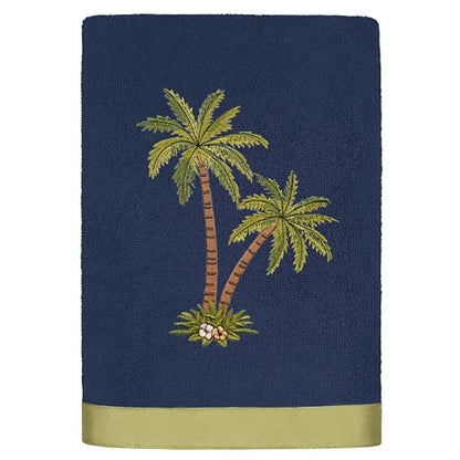 Flourish 4-Piece Premium Towel Set, Island Style Embroidery, Plush Turkish Cotton, Durable & Quick Dry, Elegant Bath Ensemble, 2 Bath 2 Hand Towels, Marine - color: Marine, size: 2 Pcs Bath 2 Pcs Hand Towel