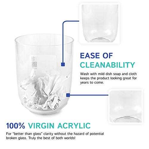 Huang Acrylic Clear Round Wastebasket Trash Can | Garbage Container Bin for Bathrooms, Kitchens, Home Offices | Shatter-Proof, Stylish, Durable and Compact Design - size: Round