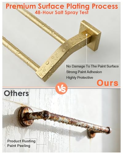 Alise Double Towel Bar, 20" Towel Racks for Bathroom Wall Mounted, Gold | SUS304 Stainless Steel Bathroom Towel Holder, Quick Drying Towel Hanger Towel Rod - color: Gold, size: 20-Inch (2-Bars)