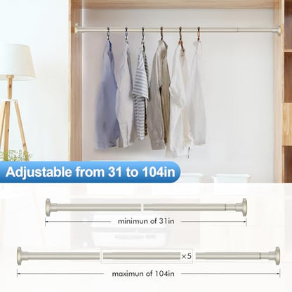 CorkLatta Brushed Shower Curtain Rod 31 to 104 Inch,1 Inch Diameter Adjustable Spring Tension Curtain Rod No Drilling Stainless Steel Telescoping Rod,No Rust | 1 Inch Diameter Stainless Steel Tension Curtain Rod Non slip, No Drill Shower Rods for Bathroom