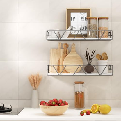 Floating Shelves Set of 3, Wood Wall Shelf, Farmhouse Shelf for Bedroom | Wall Mounted Floating Shelf for Living Room, Bedroom, Bathroom, Kitchen, Office - color: Grey
