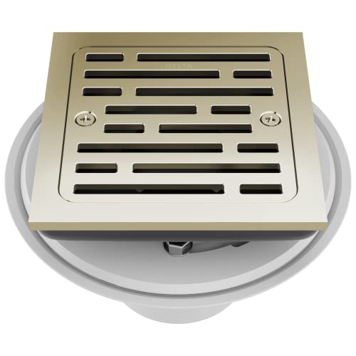 Delta Faucet 4 Inch Tile-In Square Shower Floor Drain Polished Nickel, Shower Drain Kit, Square Shower Drain, Chrome Shower Drain, Shower Floor Drain, Polished Nickel DT062412-PN - color: Polished Nickel