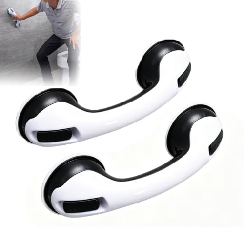 12in Suction Cup Shower Grab Bars,Stable Safety Shower Bars for Elderly Suction 500 Lbs,Shower Rails Grab Bar for Elderly,No Drilling & Removable,Bathing Assist,for Bathroom,Toilet,Entryway,Door (A) - color: A