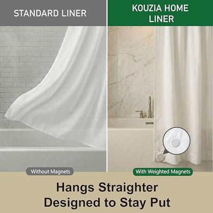 Waterproof Fabric Shower Curtain Liner, TPU Coated, PEVA-Free & Odorless, Hotel Quality, 3 Magnets, Rust-Proof Metal Grommets, Machine Washable, White, 72x96 Inch - color: White, size: 72"W x 96"L (Pack of 1)
