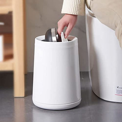 2.1Gallon/8L Metal Trash Can with Lid,Large Capacity Trash Bin,White Garbage Can, Elegant Waste Basket,for Bathroom,Bedroom, Living Room,Office,Hotel,Business(32A white-8L) - color: 32A white-8L