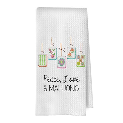 Mahjong Gifts Dish Towels - Mahjong Waffle Weave Kitchen Towels, Mah Jong Decorative Hand Towel, Hostess Gifts Tea Towel, 16×24 Inches - color: Mahjong- 02