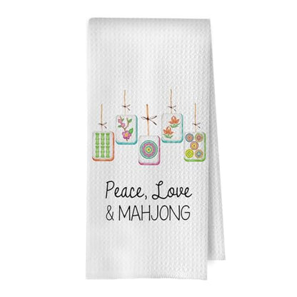Mahjong Gifts Dish Towels - Mahjong Waffle Weave Kitchen Towels, Mah Jong Decorative Hand Towel, Hostess Gifts Tea Towel, 16×24 Inches - color: Mahjong- 02