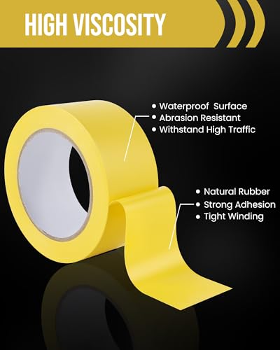 Lichamp 18 Rolls Vinyl Tape, Premium Safety Marking and Traffic Floor Marking Tape, Bundling, Social Distancing, 2 Inch x 36 Yards per Roll, 648 Total Yards, Yellow - color: Yellow