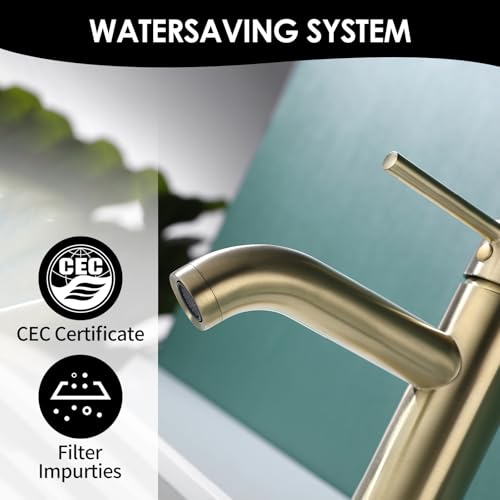 Single Handle Black Bathroom Faucet with Metal Drain Assembly and Escutcheon,Brushed Gold - color: Gold