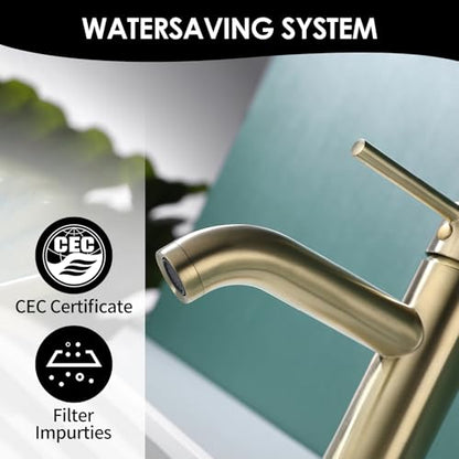 Single Handle Black Bathroom Faucet with Metal Drain Assembly and Escutcheon,Brushed Gold - color: Gold