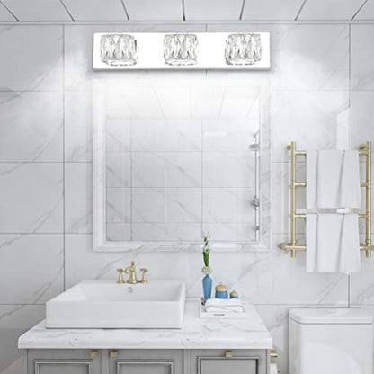 Aipsun 3 Lights Crystal Vanity Lights Over Mirror Modern LED Vanity Lights for Bathroom Vanity Lighting Fixtures(White Lights) - size: 3 light