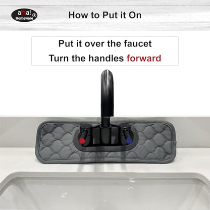 Bathroom Sink Splash Guard Oval-Hole Rectangle-Hole: AHA HOMEWARE, Faucet Mat for Bathroom Sink Oval Base, Bathroom Sink Water Splash Guard Centerset Rectangle Base (Gray & Gray) - color: Gray & Gray