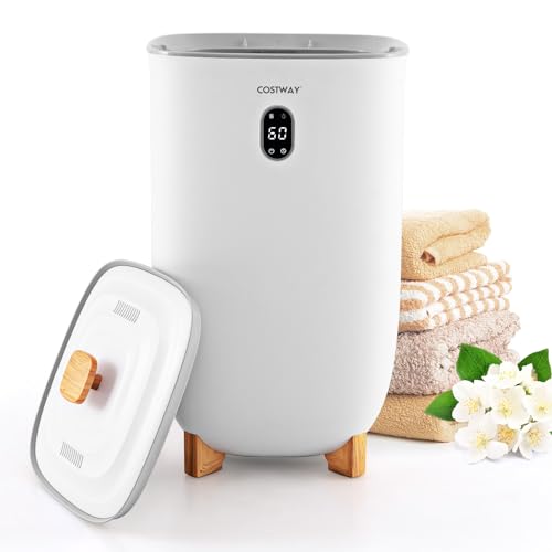COSTWAY Large Towel Warmer for Bathroom, 35L Towel Heater & Dryer Combo with Fragrant Disc Holder, Blanket Warmer with Timer, Auto Shut Off, Fits 4 Oversized 45" x 70" Towels, Bathrobes & PJ's - size: 35L