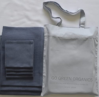 Waffle Bath Towel Set, Organic Cotton,GOTS Certified, Folkstone Grey Super ABSORBANT & Quick Dry, NO SOFTENERS, Environment Friendly,1xBATH58x30.5, 2xHAND29x20, 4xFACE12x12INCH - color: Folkstone Grey