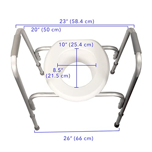 PCP Extra-Wide Raised Toilet Seat and Safety Frame, Two-in-One, Adjustable Height, Elevated Lift Bowl, Wide - size: wide