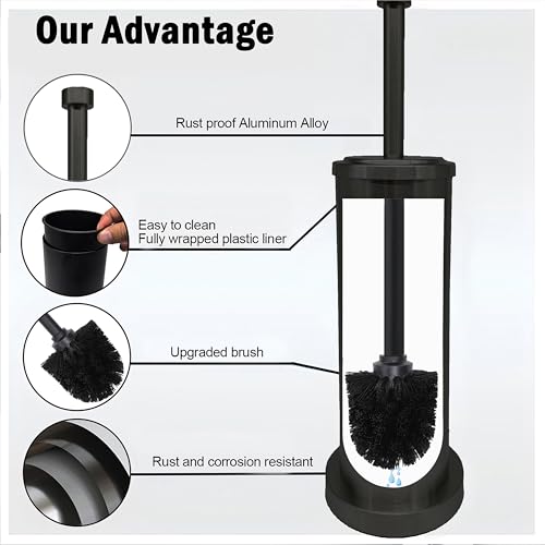 Matte Black Toilet Bowl Brush with Holder, Durable Bathroom Cleaning Tool, Modern Design for Easy Toilet Maintenance, Bathroom Cleaner Brush for Efficient Cleaning and Hygiene - color: Matte Black
