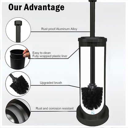 Matte Black Toilet Bowl Brush with Holder, Durable Bathroom Cleaning Tool, Modern Design for Easy Toilet Maintenance, Bathroom Cleaner Brush for Efficient Cleaning and Hygiene - color: Matte Black