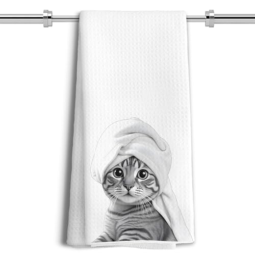 Funny Cat Hand Towels, Cat Gifts for Women, Funny Cute Hand Towels for Bathroom,16x24 Inches - color: Cat-2