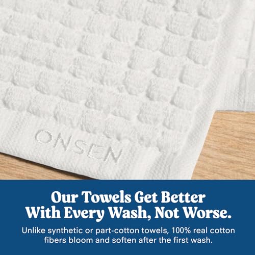 ONSEN Sculpted Terry Towel Set, 100% American Cotton, Quick Dry Lint Free, Lightweight Absorbent Face Hand Bath Towels with Hanging Loop (White, 2X Bath Towel, 2X Hand Towel, 2X Face Towel) - color: White, size: 2x Bath Towel, 2x Hand Towel, 2x Face Towel
