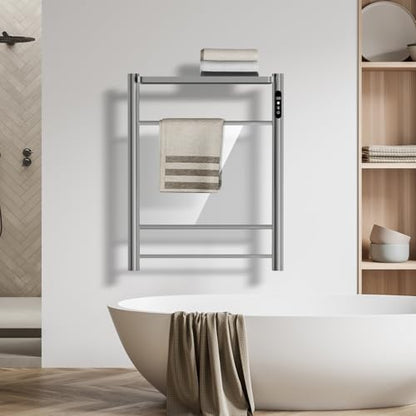 2 in 1 Towel Warmer Rack & Towel Rack Wall, Towel Warmers for Bathroom Wall – Timer & Temperature Multi-Level Adjustments with for Bathroom Shower Hot Tub (Grey) - color: Grey