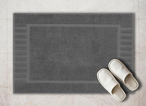 White Classic Luxury Bath Mat Floor Towel Set - Absorbent Cotton Hotel Spa Shower/Bathtub Mats [Not a Bathroom Rug] 22"x34" | 2 Pack | Gray/White - color: 05: Grey/White