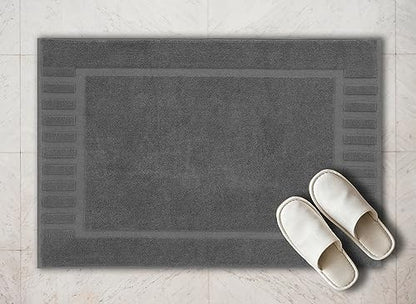 White Classic Luxury Bath Mat Floor Towel Set - Absorbent Cotton Hotel Spa Shower/Bathtub Mats [Not a Bathroom Rug] 22"x34" | 2 Pack | Gray/White - color: 05: Grey/White