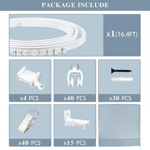 Flexible Bendable Curtain Track, Wall Mount Heavy Duty Sliding Room Divider Track, Room Divider, for RV, Shower, Hospital