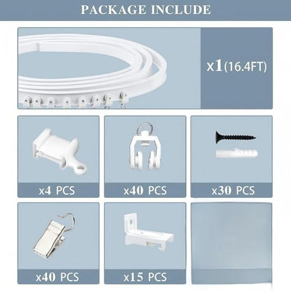 Flexible Bendable Curtain Track, Wall Mount Heavy Duty Sliding Room Divider Track, Room Divider, for RV, Shower, Hospital