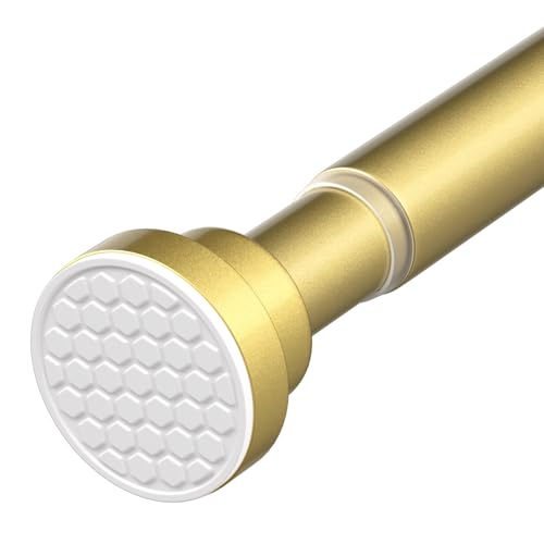 Tension Curtain Rod 30-64 Inch Gold Adjustable Curtain Rods | No Drilling Expandable Pressure Spring Tension Curtain Rod 7/8" Spring Loaded Curtain Rods For Windows Bedroom Closet Doorway - color: Gold, size: 30" to 64"-1Pcs