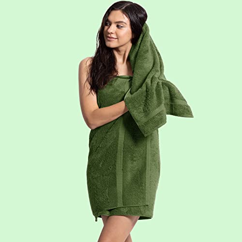Chakir Turkish Linens 4 Piece Hand Towels, 100% Cotton Turkish Towels for Bathroom, Luxury Soft Absorbent Hand Towel Set, 16 x 30 Inches, Moss - color: Moss