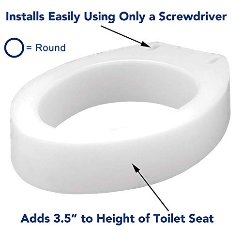 Carex Toilet Seat Riser, Round Raised Toilet Seat Adds 3.5 inches to Toilet Height, for Assistance Bending or Sitting, 300 Pound Weight Capacity Toilet Riser - style: Round