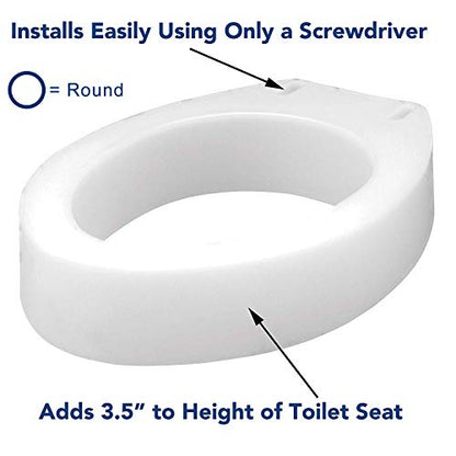 Carex Toilet Seat Riser, Round Raised Toilet Seat Adds 3.5 inches to Toilet Height, for Assistance Bending or Sitting, 300 Pound Weight Capacity Toilet Riser - style: Round
