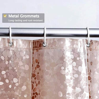 Shower Curtain Liner, Waterproof EVA 3D Shower Curtains with Duty Heavy Bottom Magnets and Rust Proof Grommets, Weighted Shower Liner for Shower Stall, Bathtubs - color: Brown Pebble, size: 72"W x 78"L (Pack of 1)